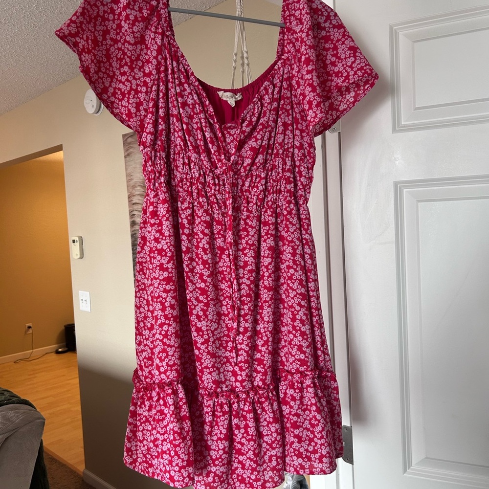 Rewind Pink Floral Short Sleeve Dress